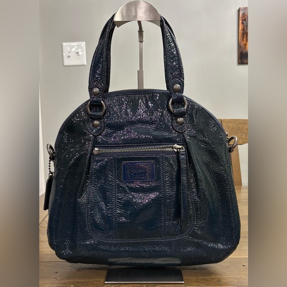 Coach Poppy Satchel in Petrol Blue Patent Leather